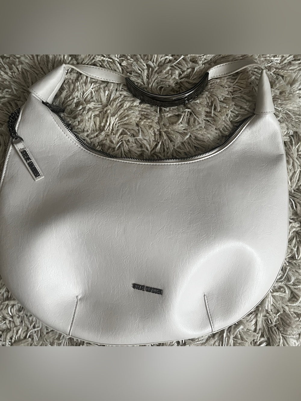 Steve Madden White Crescent Shoulder Bag